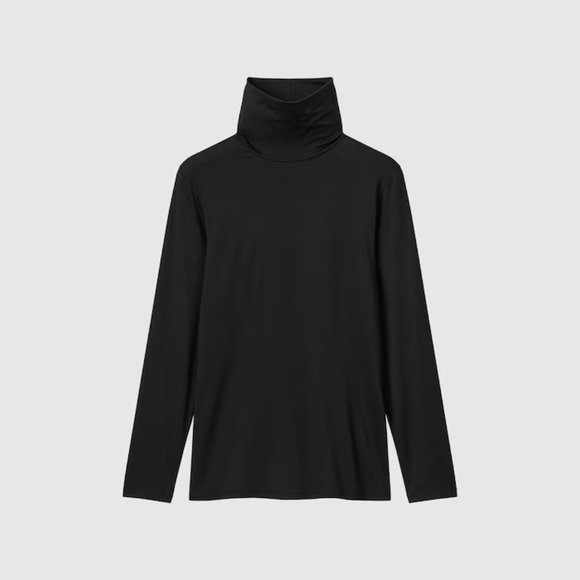 Uniqlo HEATTECH Turtleneck Long-Sleeve T-Shirt - Black - Picture 1 of 2